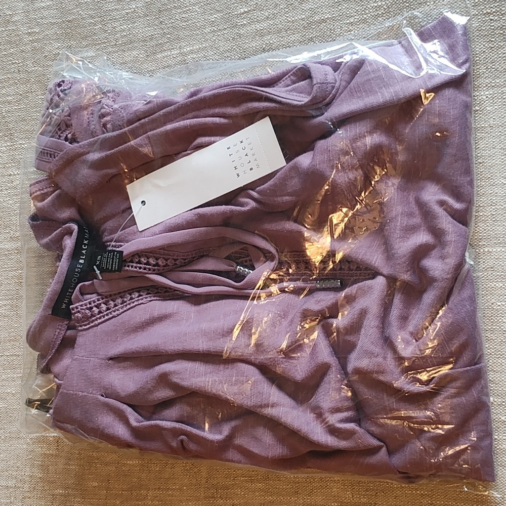 WOMEN: WHITE HOUSE BLACK MARKET LILAC PLUM BLOUSE - Picture 1 of 12